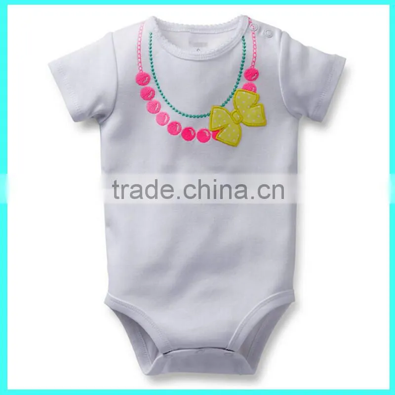 China wholesale websites Cheaper white short sleeves baby romper 100% cotton