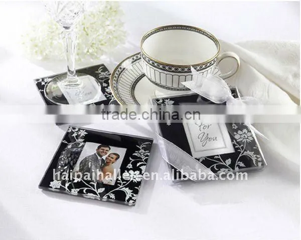 wedding favors glass coasters with sakura decorated