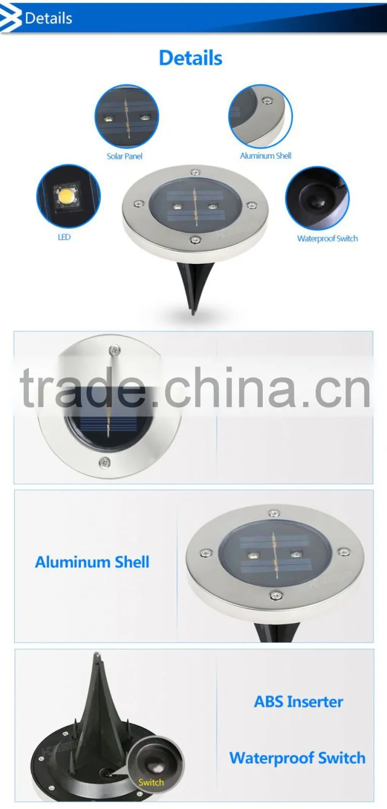 Insert Type Garden Pathway Underground Light LED Solar Lawn Lamp