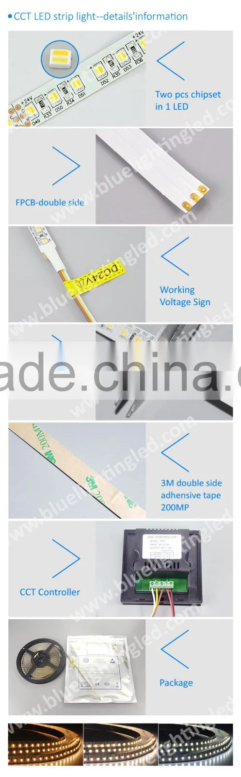 2015 newest SMD3528 CCT Dimmable LED Strip Warm White/ Cool White