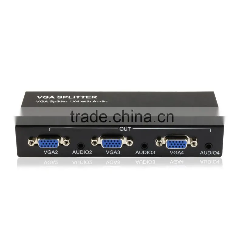 On promotion 4 port vga splitter with audio output and power adapter