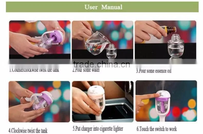 50ml aroma 180 degree rotation mini car humidifier ultrasonic car air purifier
