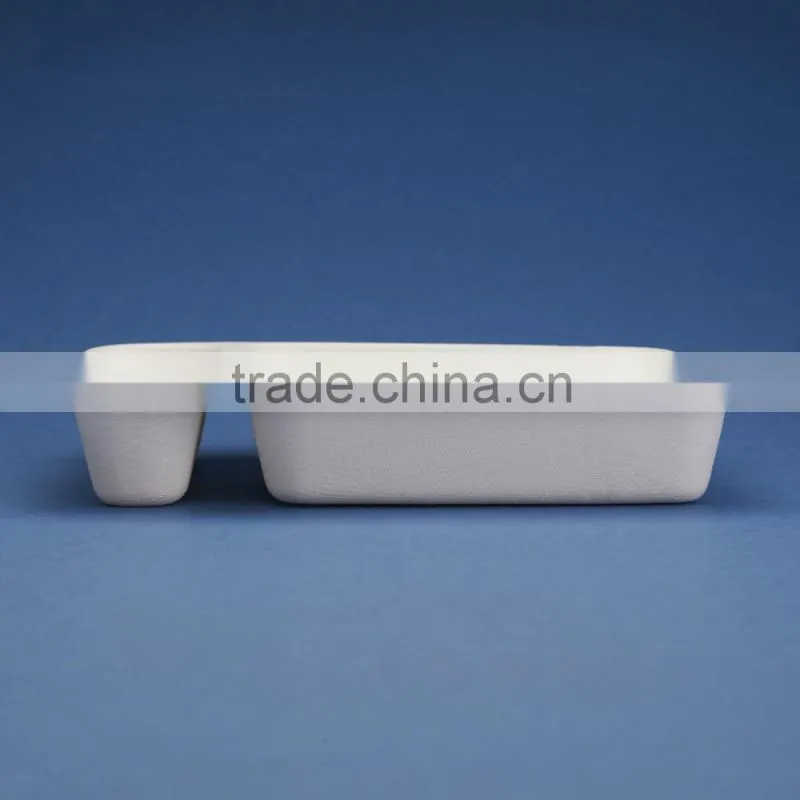 BX-97-3 three parts rectangle disposable fast food bagasse box