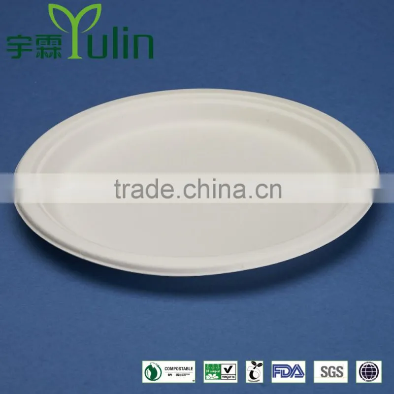 PL-10 10 inches bio-degradable disposable sugarcane paper microwave plates