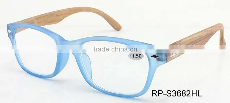 RP-S3682 crazy selling blue frame bamboo temple custom reading glasses