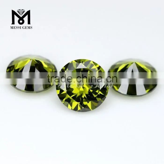Round 12mm Olive Loose Zircon Stone