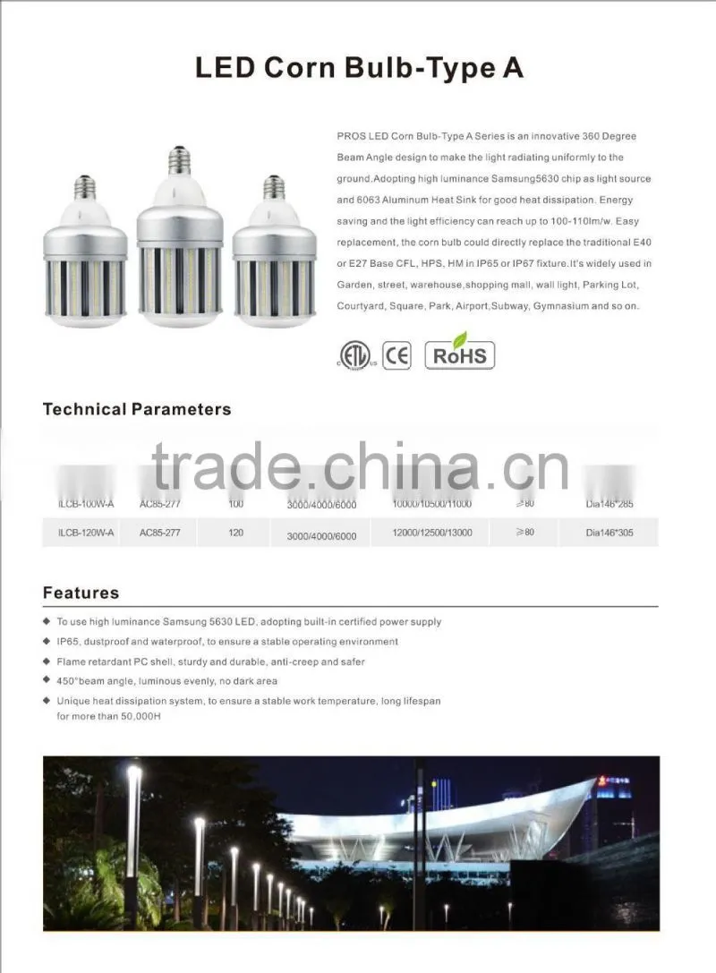 3years warranty E40 led lamp 360 degree led corn light 27w 36w 45w 54w
