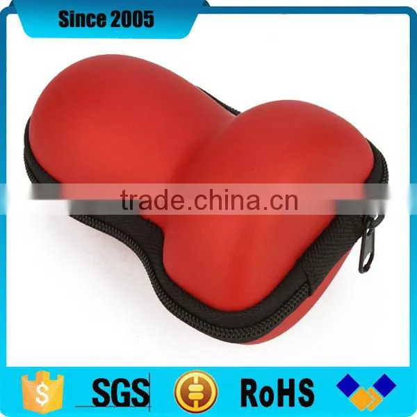 custom shape red pu leather eva travel zipper case