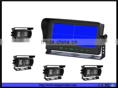 9" HD Car TFT LCD Color Touch Monitor Screen Rearview Display Backup Camera Monitor System for Truck Trailer Bus 4 Video Inputs