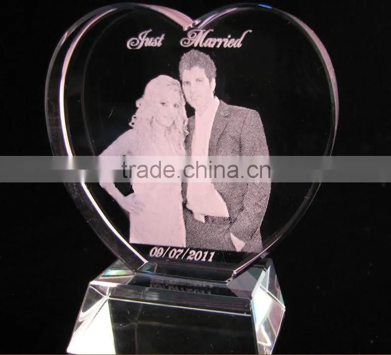 2016 hot sale heart shape crystal photo frame