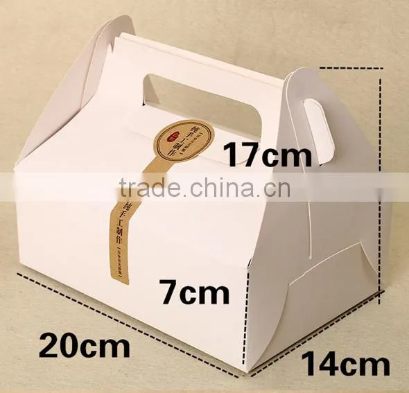 brown middle paper cake box with handle cracker box Muffin box Mousse box chicker