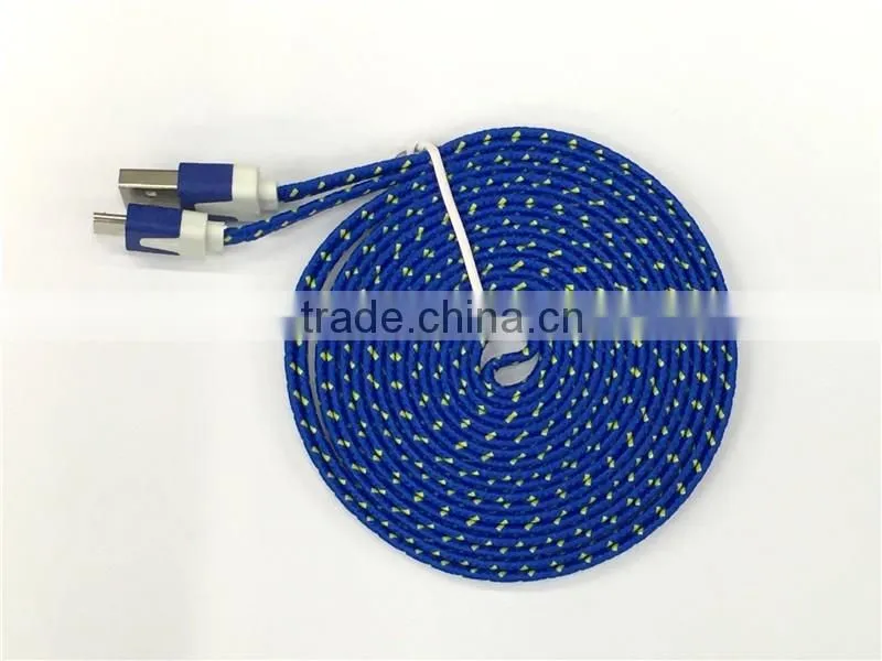 Mobile phone accessory micro data cable colorful weave usb cable