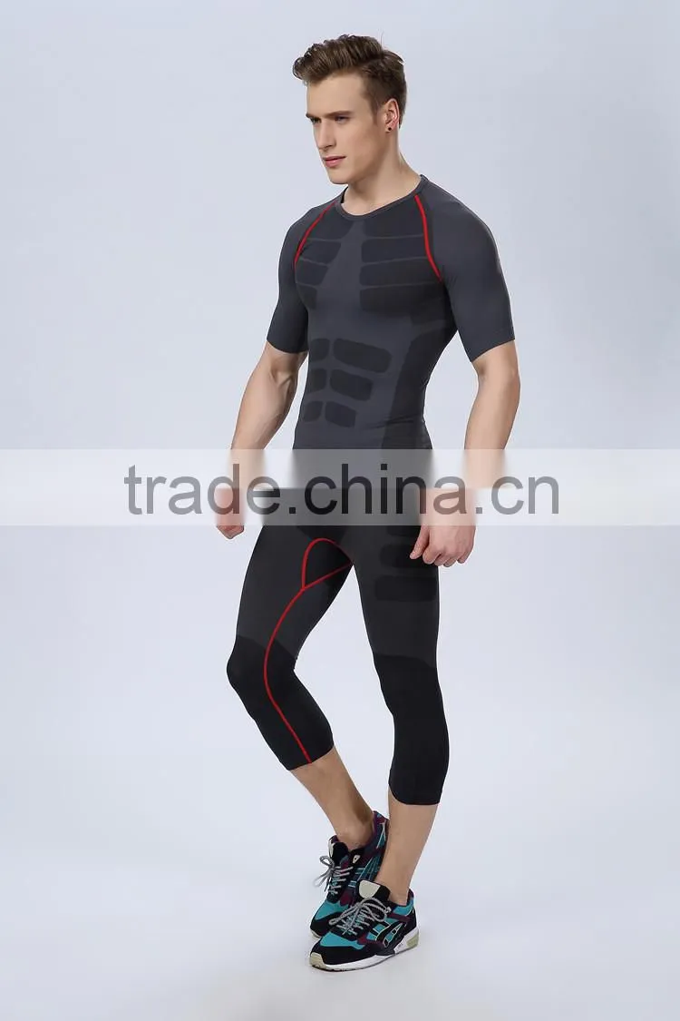 Men's Cool Dri Fit Compression Baselayer Short Sleeve T Shirts, Crew Neck Stretch Slimming Body Shaper Top Shirt