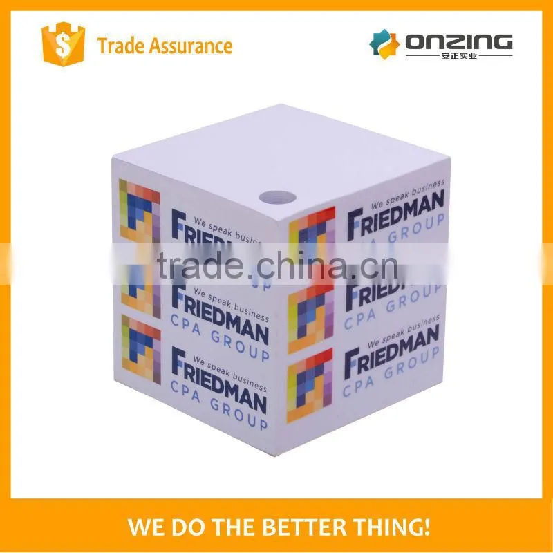 Promotional paper cube shape small size pocket notepad with pen hole