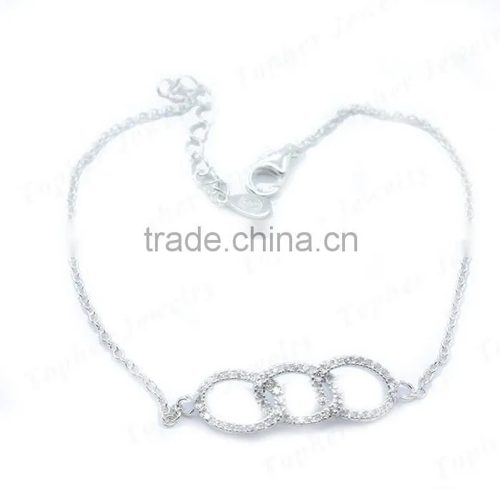 Wholesale 925 sterling silver micro pave setting chram bracelet