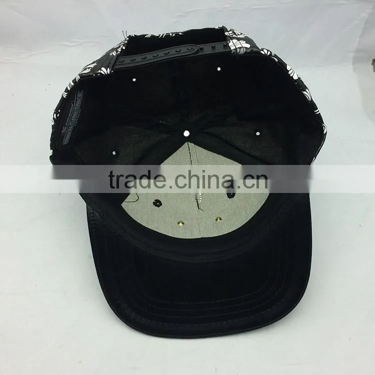 custom design your own logo 6 panel leather hater snapback caps