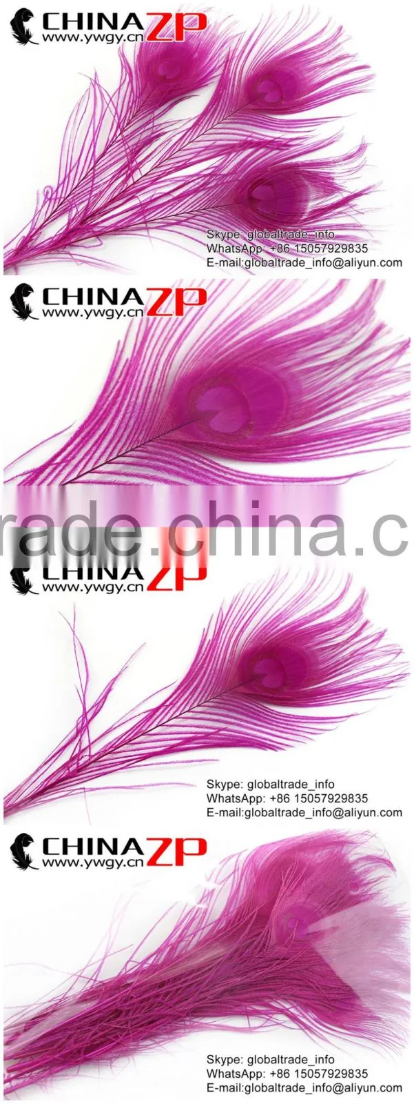 ZPDECOR Leading Supplier Wholesale Cheap Full Eye Dyed Hot Pink Long Peacock Tail Feathers for Sale