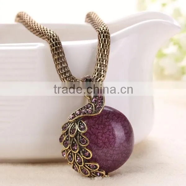 Fashion Peacock Design Gold Alloy Necklace