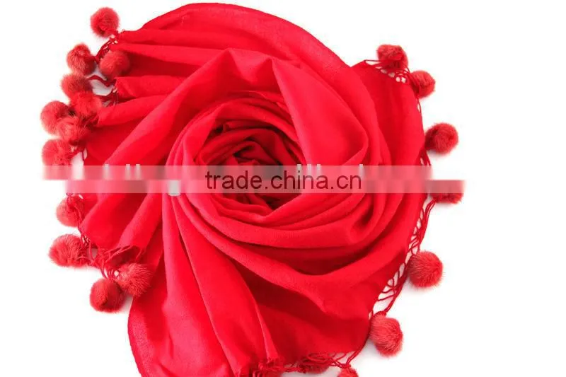 cashmere fur balls pashmina wraps