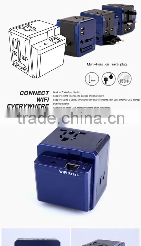 JIUSHANG 2 usb wifi universal travel plug adapter