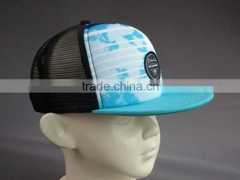 Hot sale custom 5 panel trucker cap with woven badge
