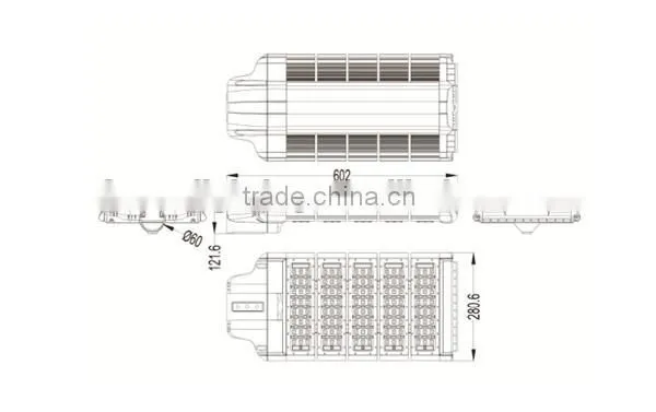 250w Stretching Aluminium led street light Super Bright AC90V-305V