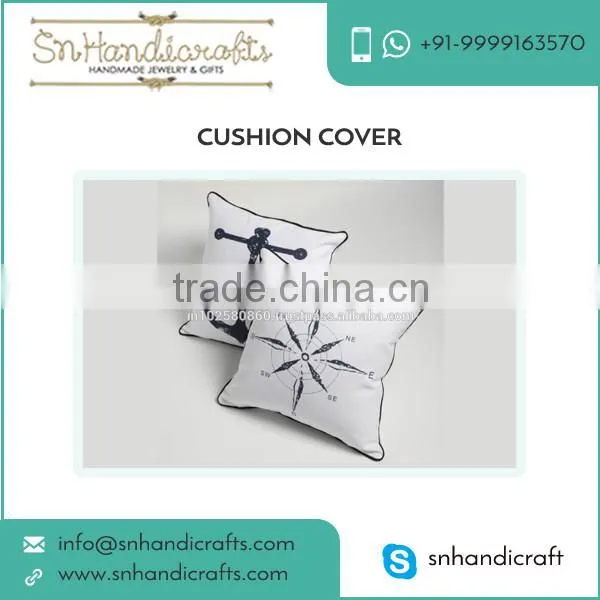 Premium Grade Cushion Cover made of Superior Quality Material with Compass Print