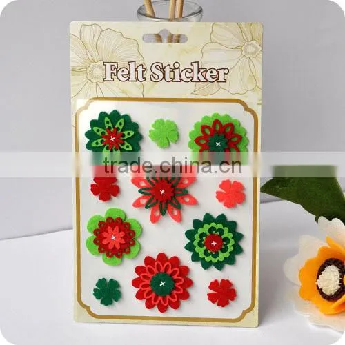adhesive felt sticker, 3d sticker , handmade felt sticker, scrapbooking sticker, layered sticker , flower felt sticker