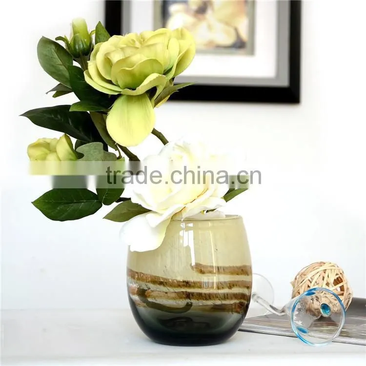 OUBOAO small delicate glass flower vase creative color desktop decorative flower pot