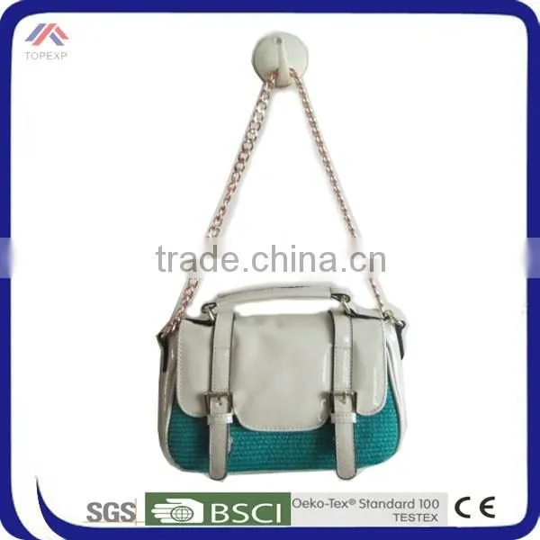 Foldable Straw Bag Bright Colored Handles