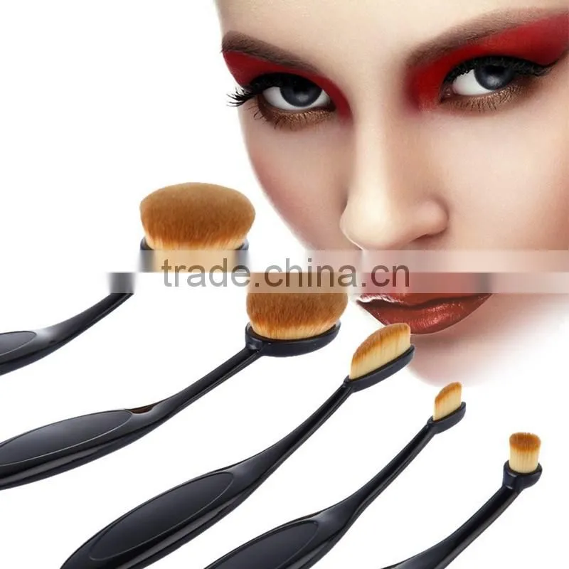 Hot selling Toothbrush shape BB cream fundation oval makeup brushes for 5pcs