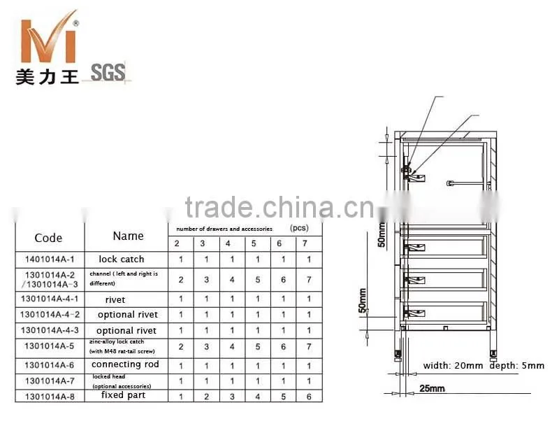 furniture hardware interlock accessories for cabinet drawer
