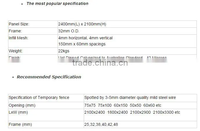 high quality strong temporary fence brace galvanized temp fence stays galvanised temporary fence brace