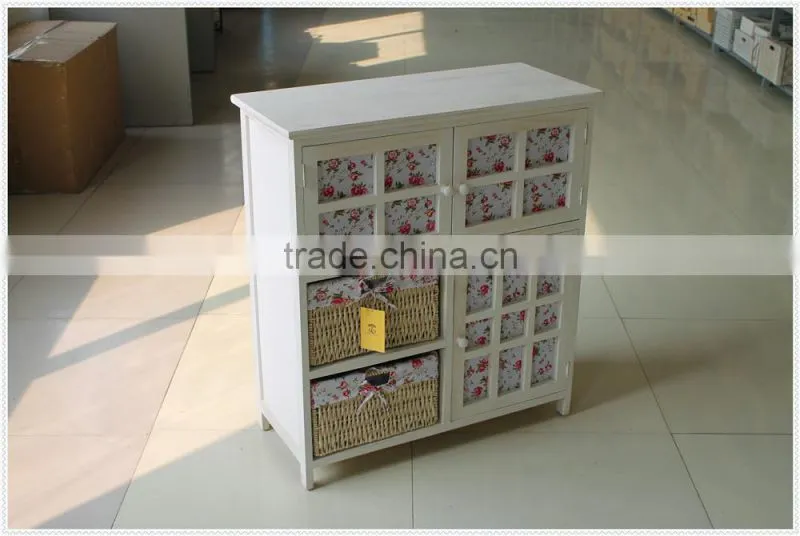 Antique high quality handmade decorative white wooden cabinet with drawer