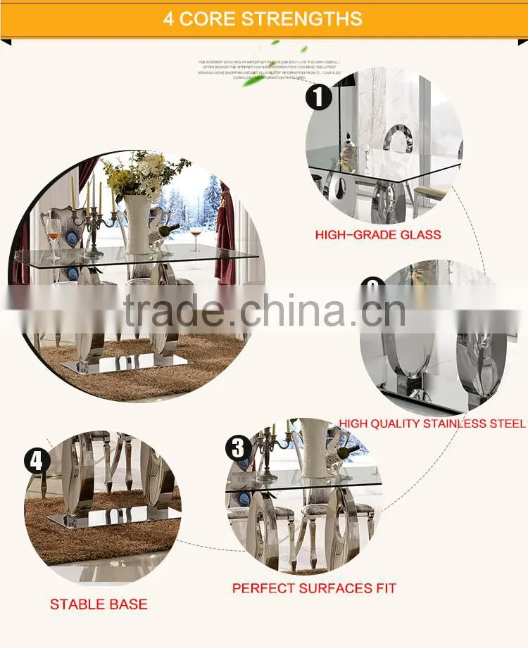 TH313 Popular Design Tempered Glass Top Dining Table and Chairs Set