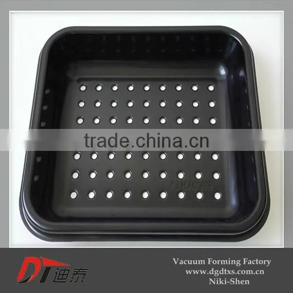 ABS of square perforate plastic serving tray by vacuum forming