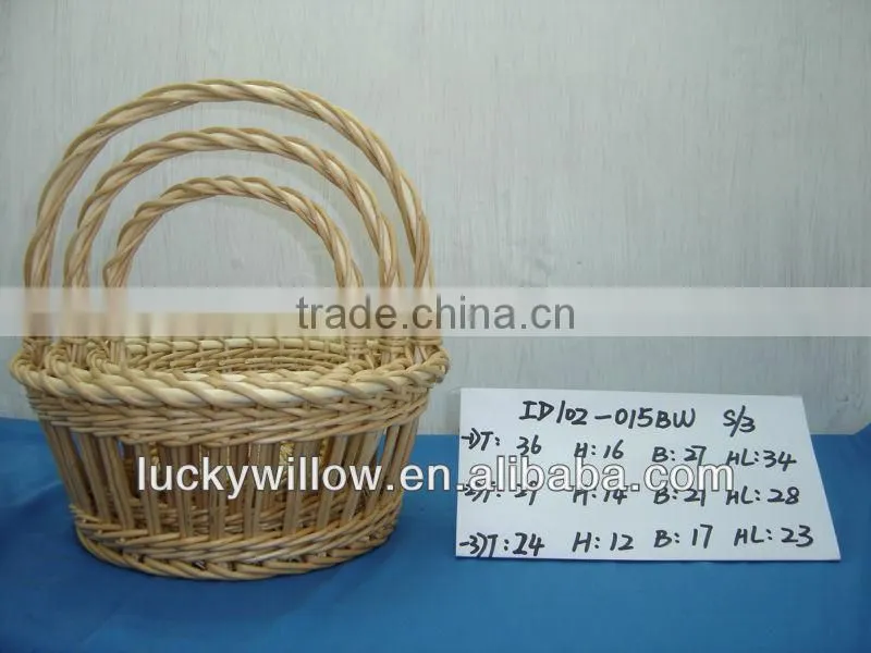 set of three perfect antique willow basket with handle for holiday wholesale