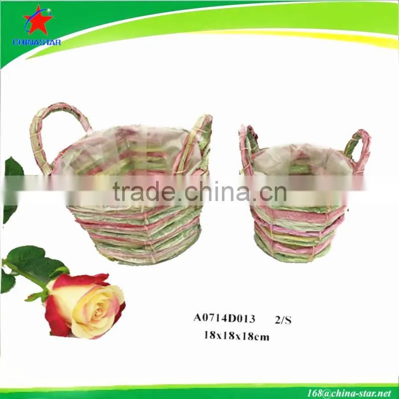 natural handmade banana leaf flower pot with plastic liner