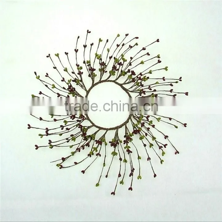 Natural material winter festival decorative Christmas candle ring wreaths for home decoration