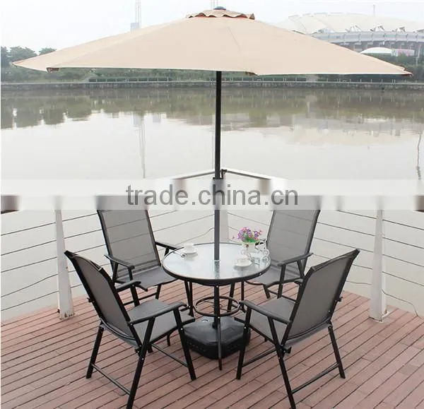 Glass and metal dining table and chair french dining set