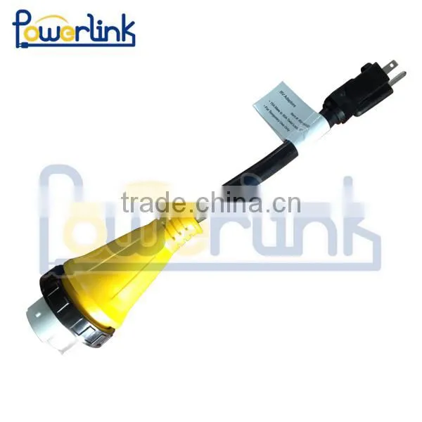 S60090 Motorhome power cord adapter 50amp to 120 volt locking female connector