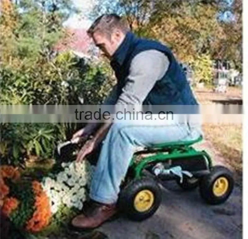 four-wheel garden tool cart rolling garden seat cart TC1852,garden seat tool