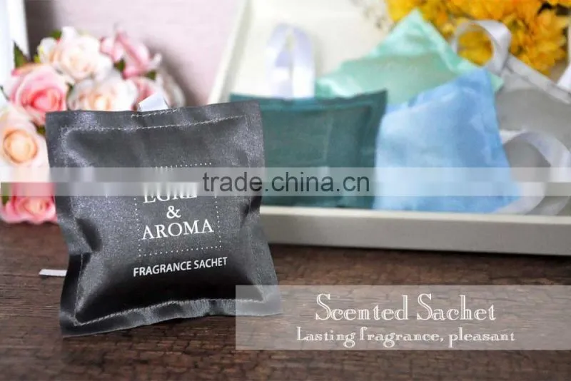 Wholesale hanging car air freshener fragrance sachet bags, satin scented aroma fragrance sachet