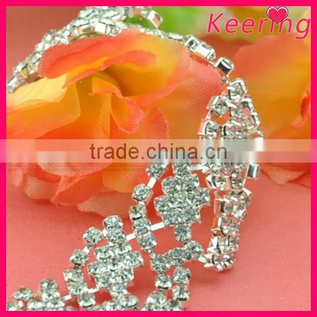 wholesale fashion clear crystal rhienstone silver chain WRC-284