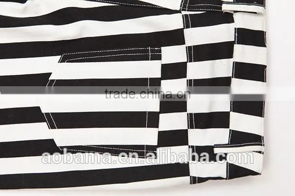 2015 New Design Zebra Stripes Printed Ladies Trousers
