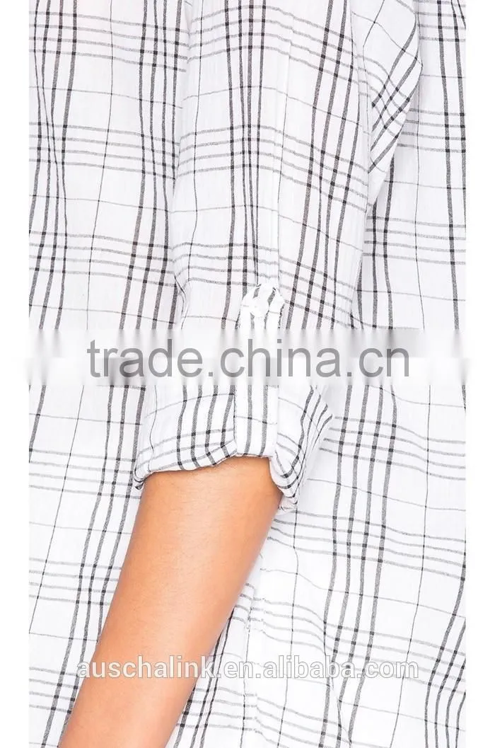 custom women western plaid oversized shirts wholesale OEM service