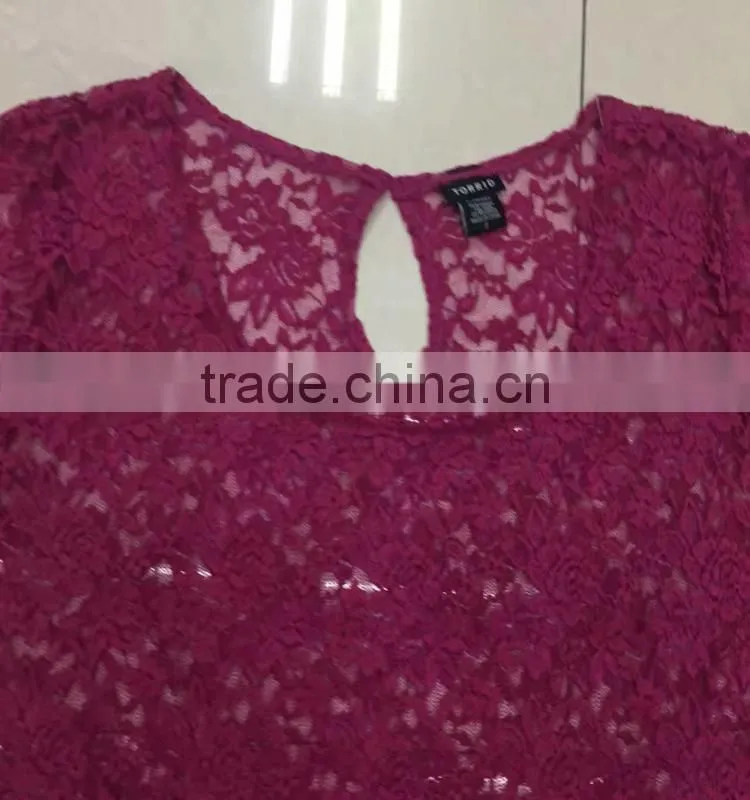Yiwu branded red ladies lace tops factory closeout