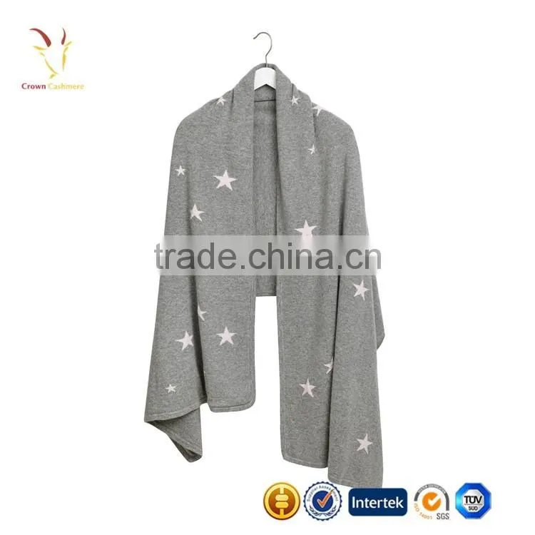 Baby Cashmere Knitted Blanket,Star Design Intarsia Blanket