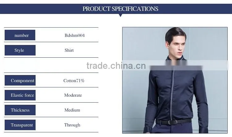 New Design Navy Colour Italian Shirt Men Long Sleeve 2016