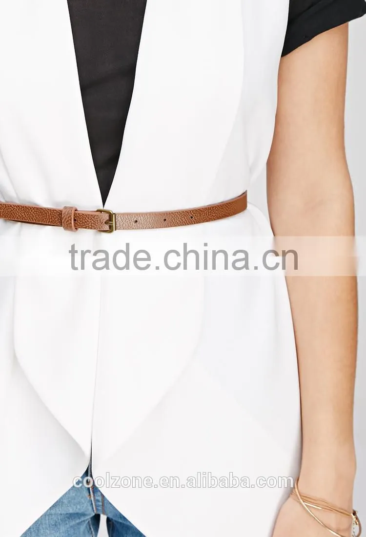 Fully lined sleeveless longline women vest lightweight vest 2015